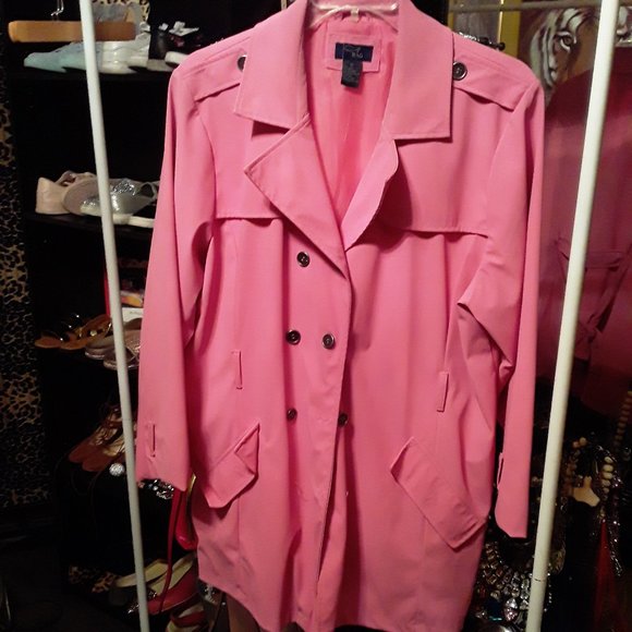 Dots Jackets & Blazers - HOT PINK TRENCH COAT